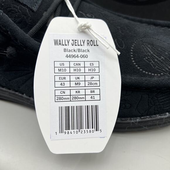 Hey Dude x Jelly Roll Wally Sneakers Men's Size 10 Black Suede Slip On Shoes NEW - Picture 9 of 11